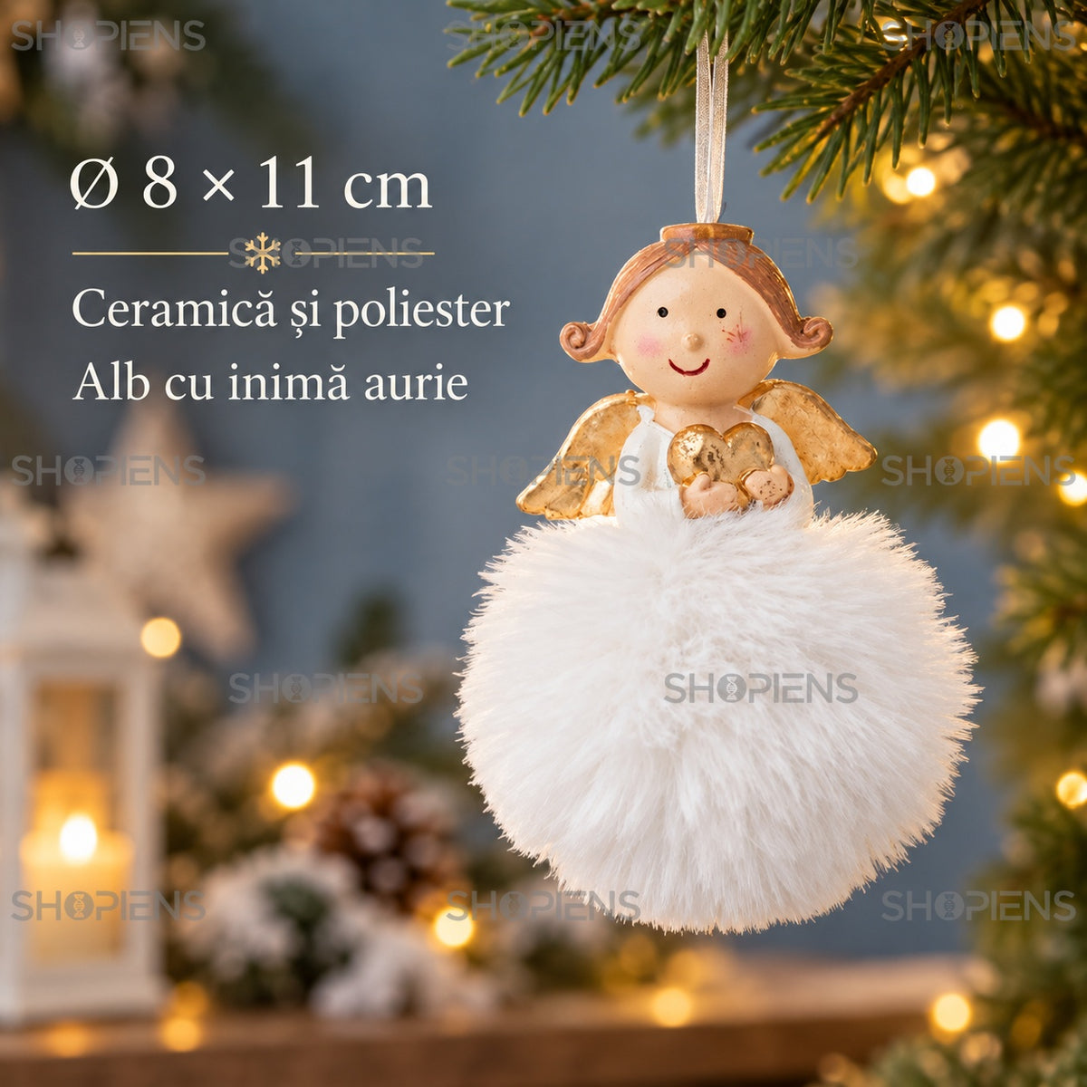 Specificații îngeraș alb cu fustă pufoasă – Shopiens
