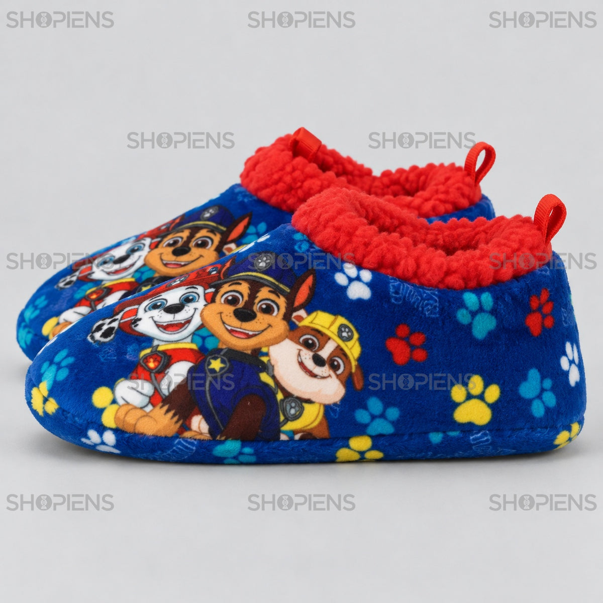 Botoșei albaștri cu cățelușii Paw Patrol — profil stânga