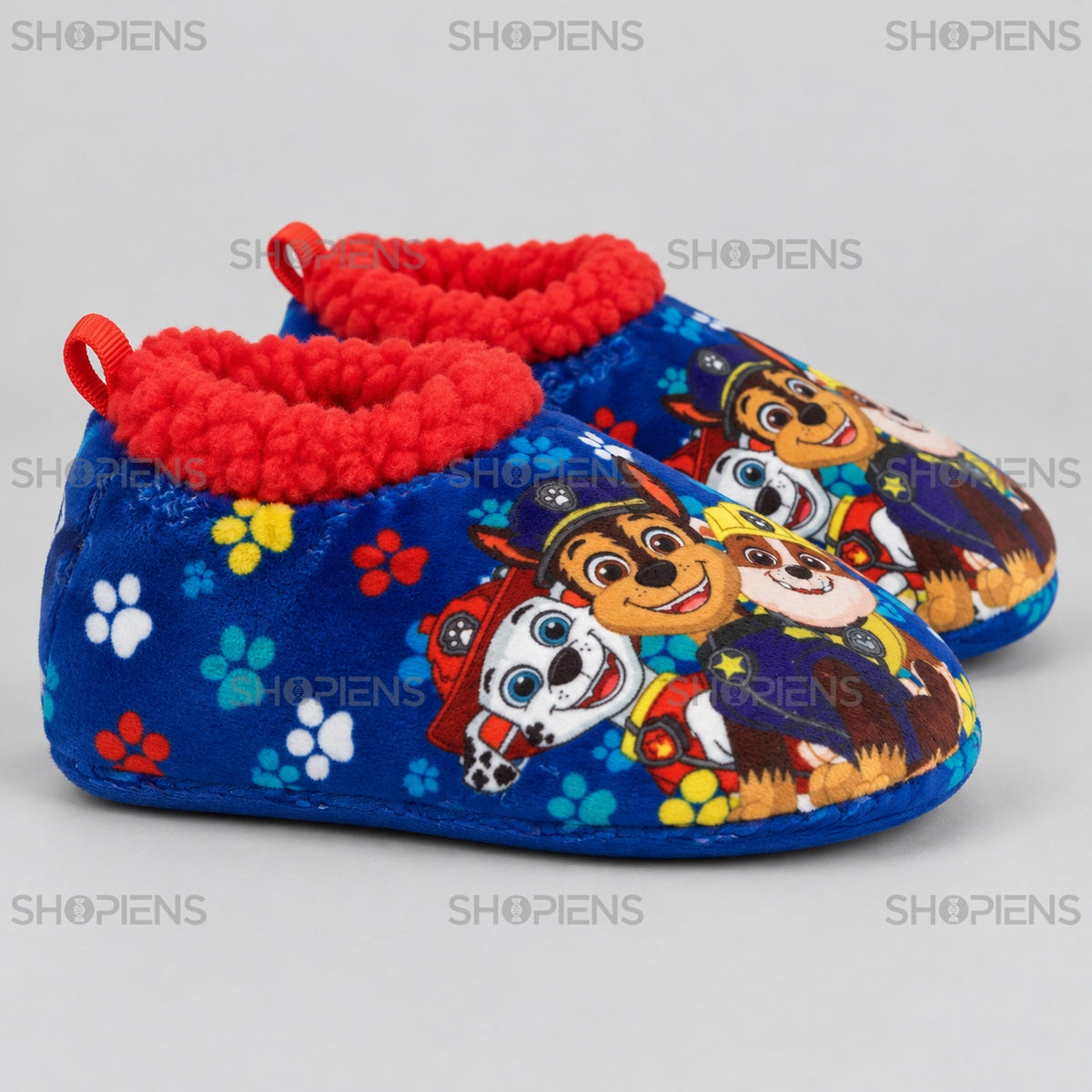 Botoșei albaștri cu cățelușii Paw Patrol — profil dreapta