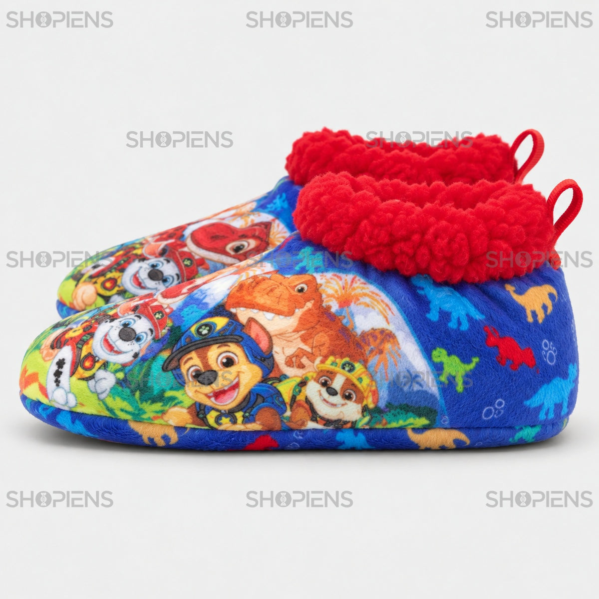 Botoșei Paw Patrol cu dinozauri și interior roșu — profil stânga