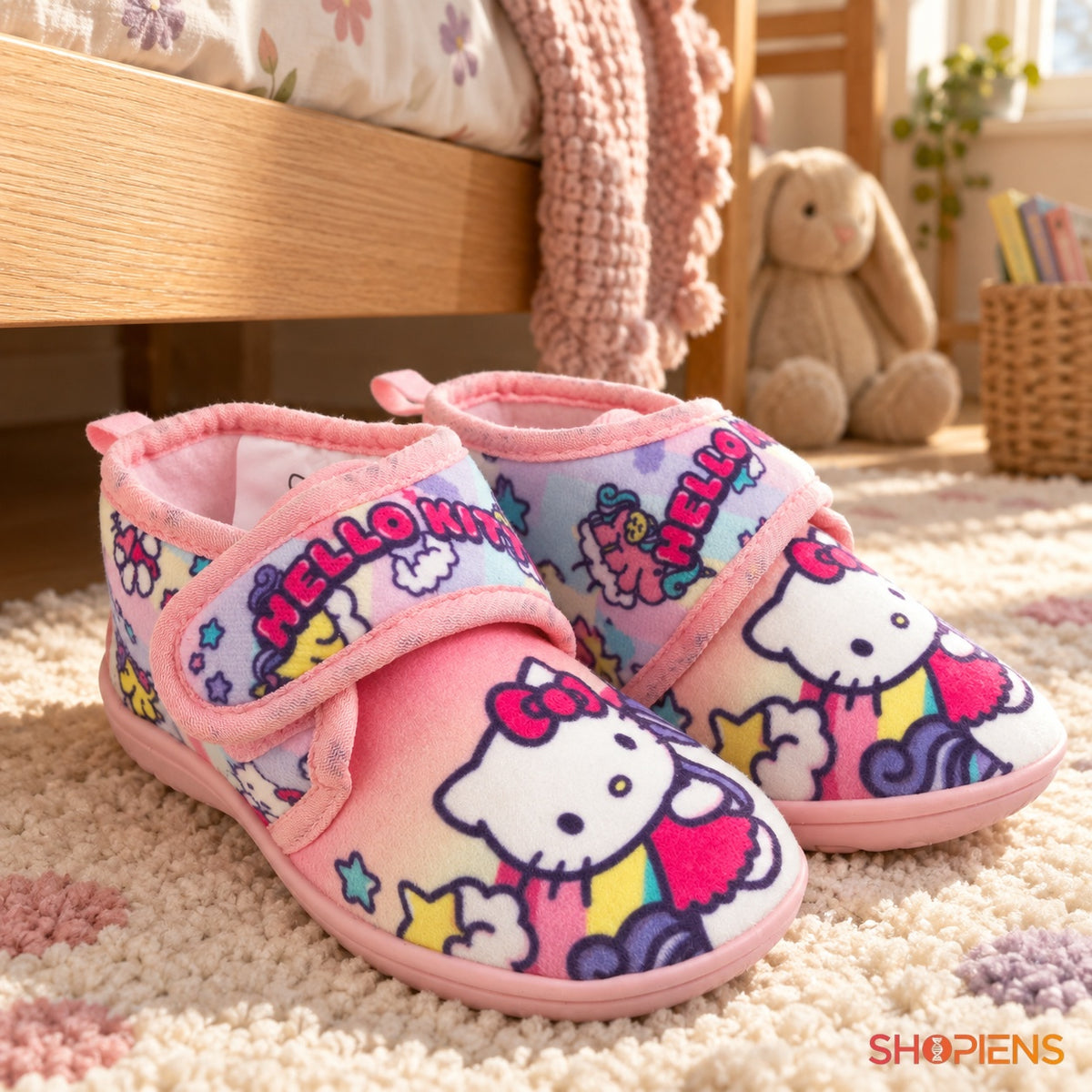 Botoșei roz Hello Kitty cu închidere cu arici — în decor de casă, mărimea 24