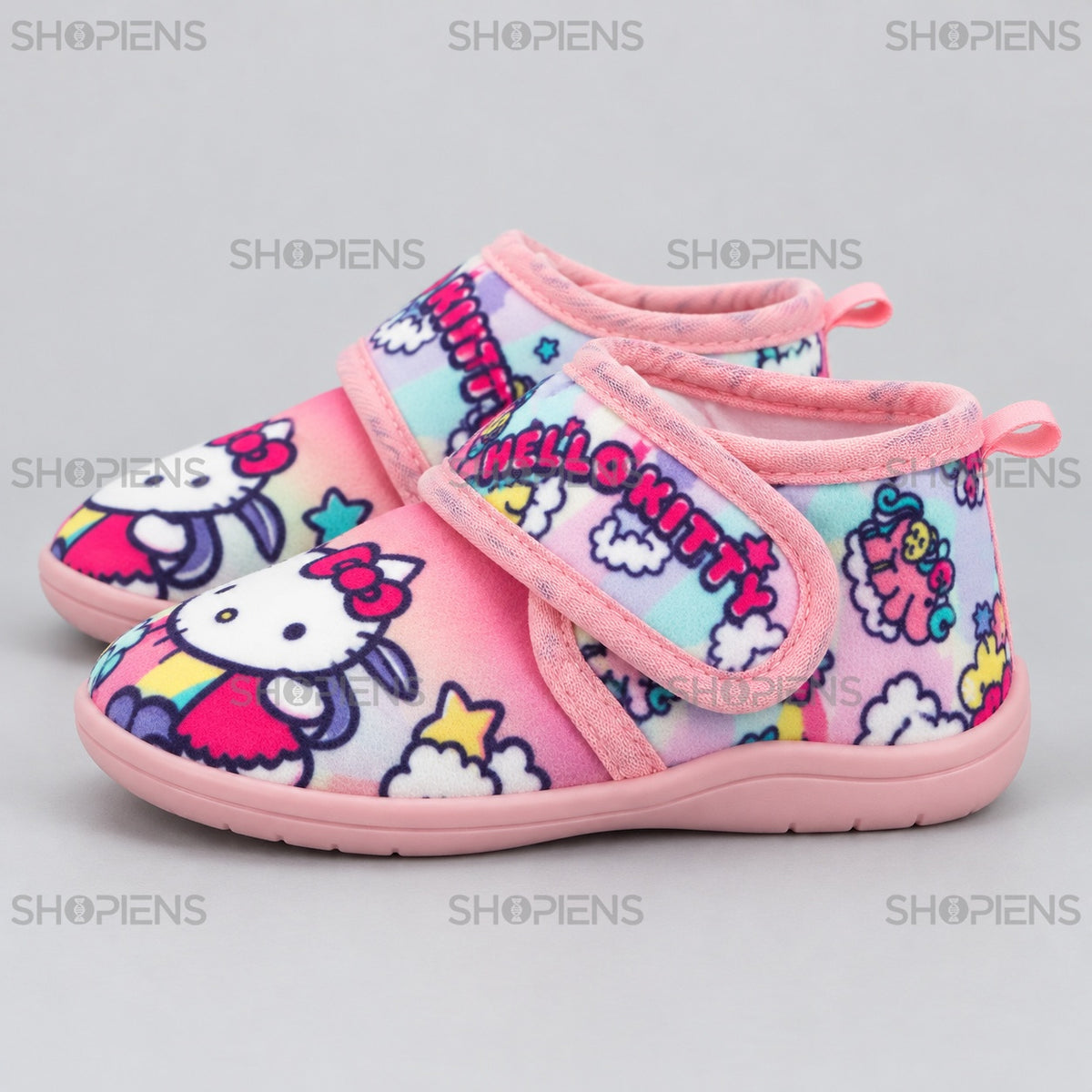 Botoșei roz Hello Kitty cu închidere cu arici — profil stânga