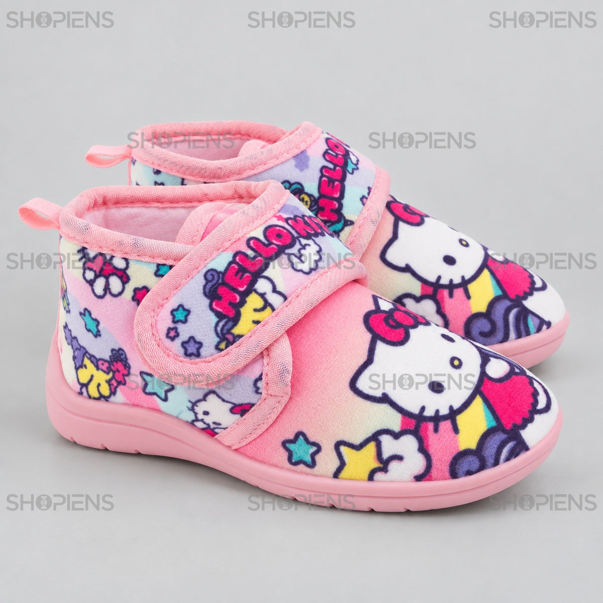 Botoșei roz Hello Kitty cu închidere cu arici — profil dreapta