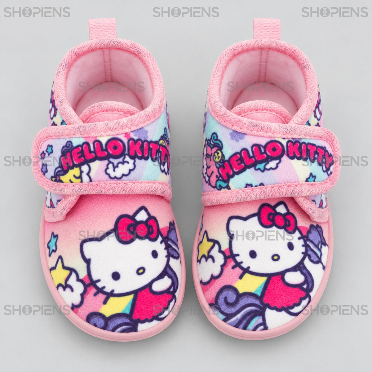 Botoșei roz Hello Kitty cu închidere cu arici — vedere de sus