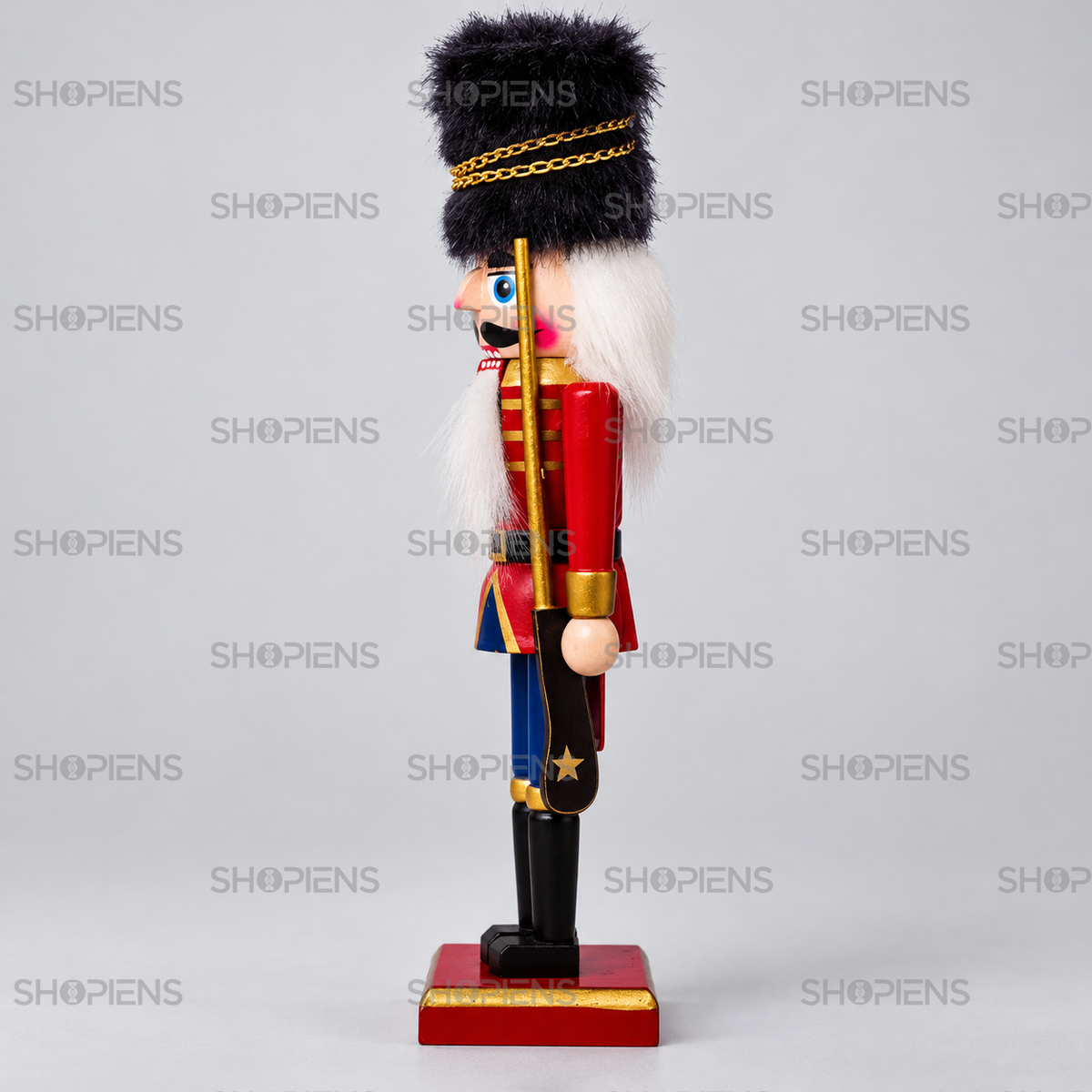 Soldățel roșu și albastru cu căciulă neagră, 20 cm