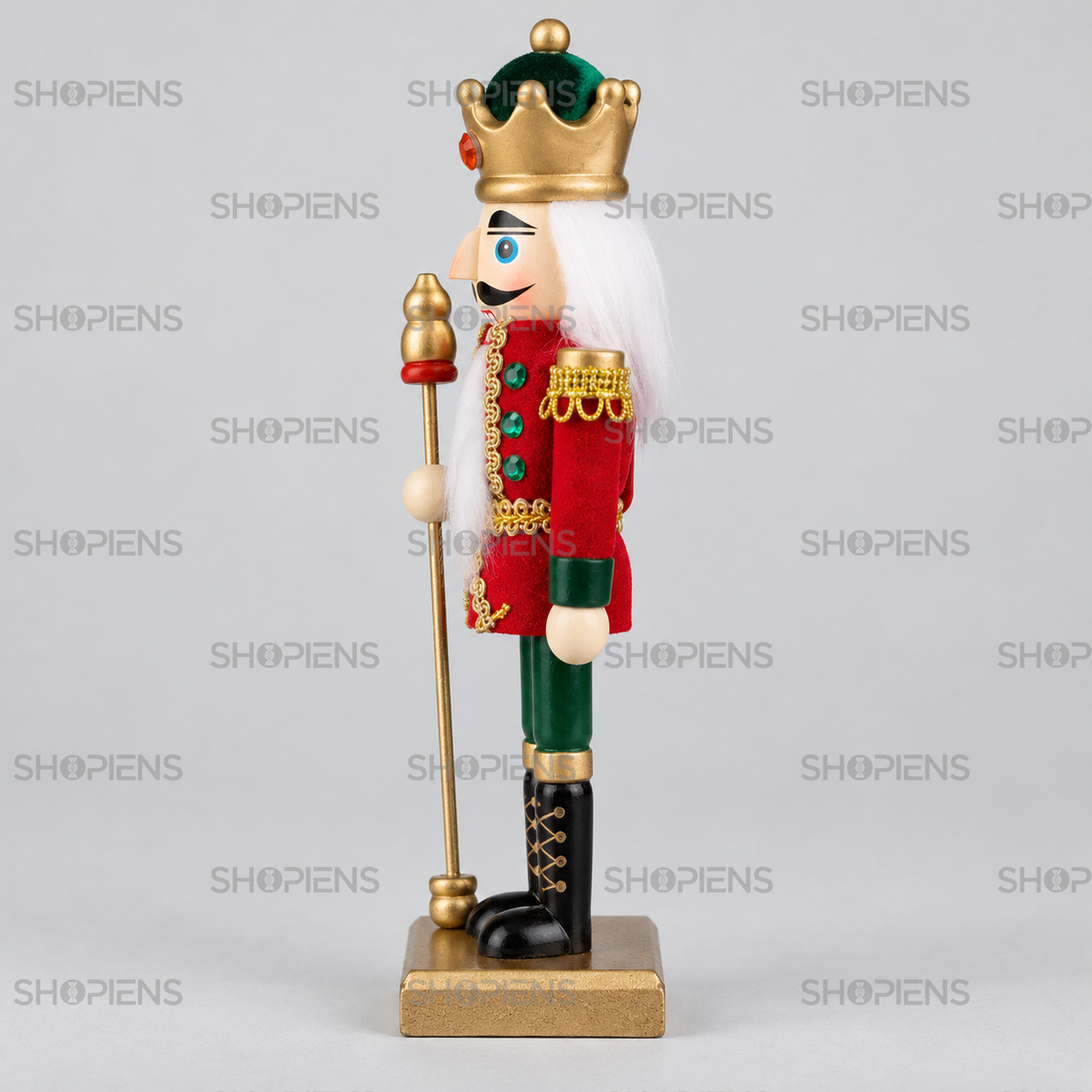 Rege decorativ roșu și verde cu coroană, 20 cm