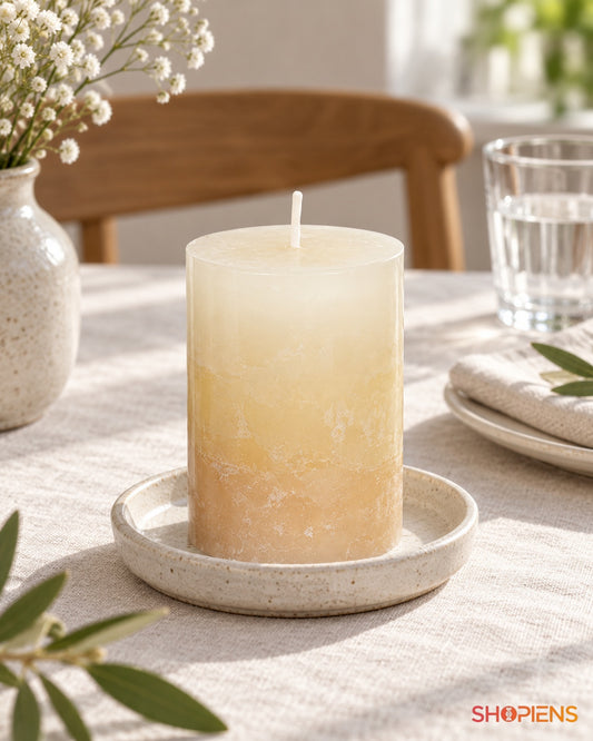 Lumânare Decorativă Ecru cu Aromă de Vanilie, 7 × 9,5 cm