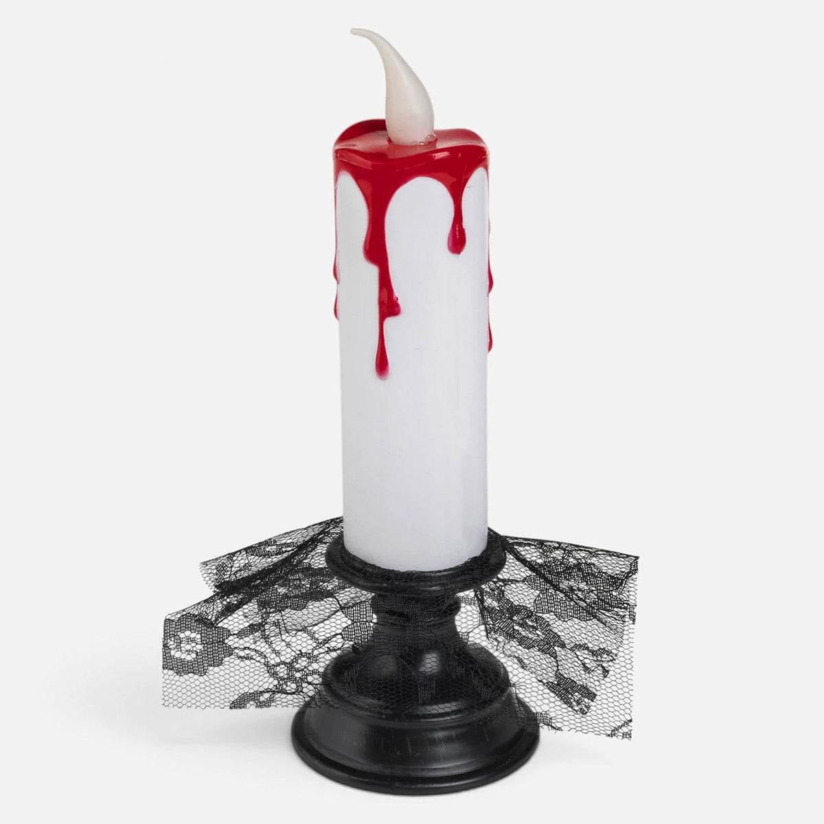 Lumanare LED Cu Efect Insangerat Si Tul Negru, Halloween 22 Cm - Shopiens