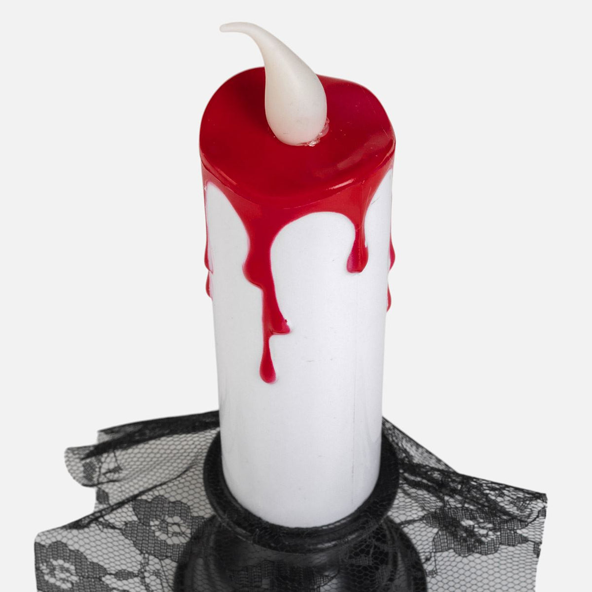 Lumanare LED Cu Efect Insangerat Si Tul Negru, Halloween 22 Cm - Shopiens