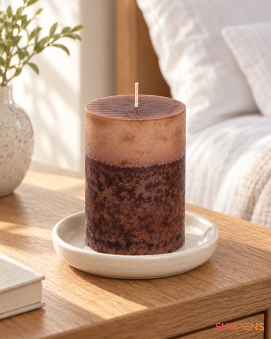 Lumânare Maro cu Lemn de Santal, 6,8 × 9,5 cm