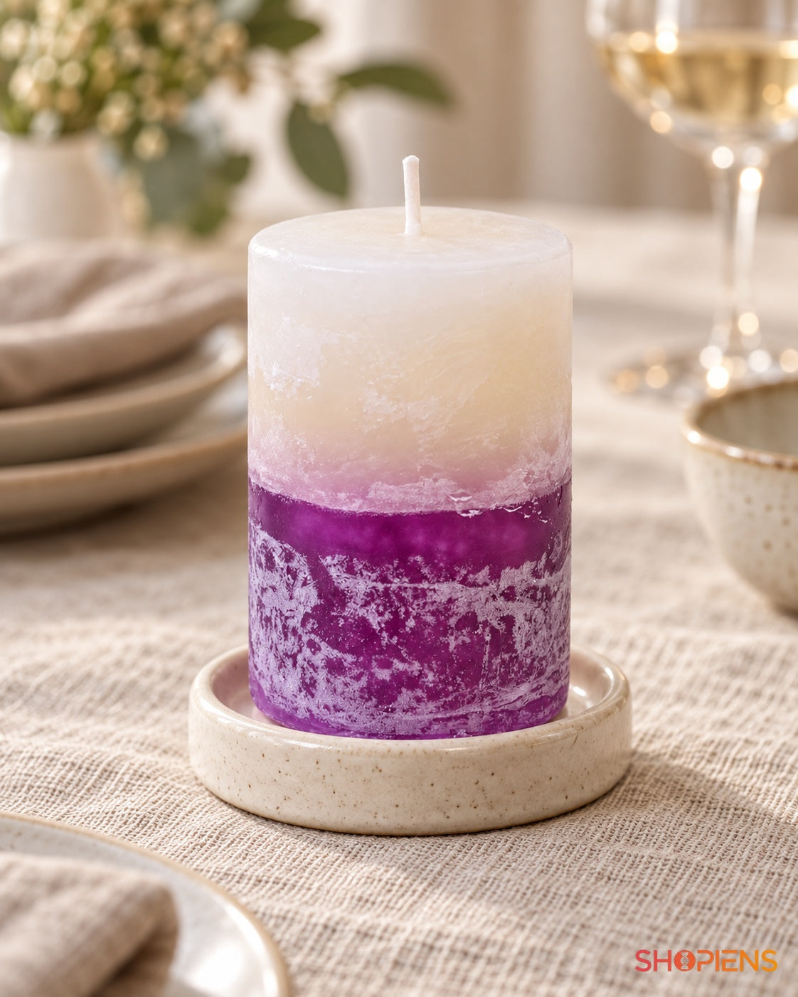 Lumânare Mov cu Aromă de Violetă, 5 × 7,5 cm