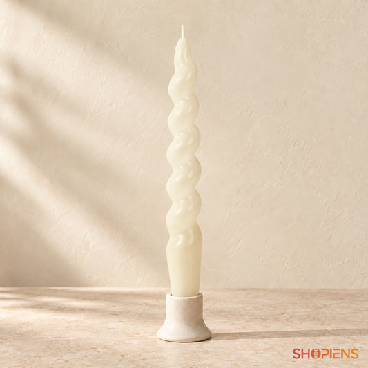 Lumânare Răsucită Ecru pentru Decor, 18 cm