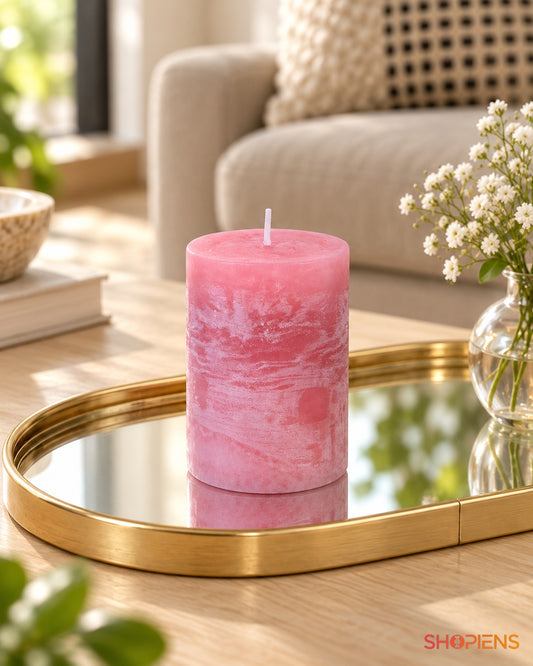 Lumânare Roz cu Aromă de Orhidee, 5 × 7,5 cm