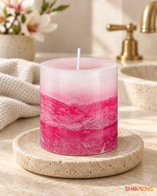 Lumânare Roz Fucsia cu Magnolie, 7 × 7,5 cm