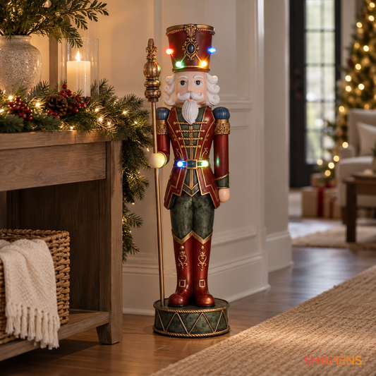Soldățel decorativ roșu și verde cu 6 LED-uri, 79 cm
