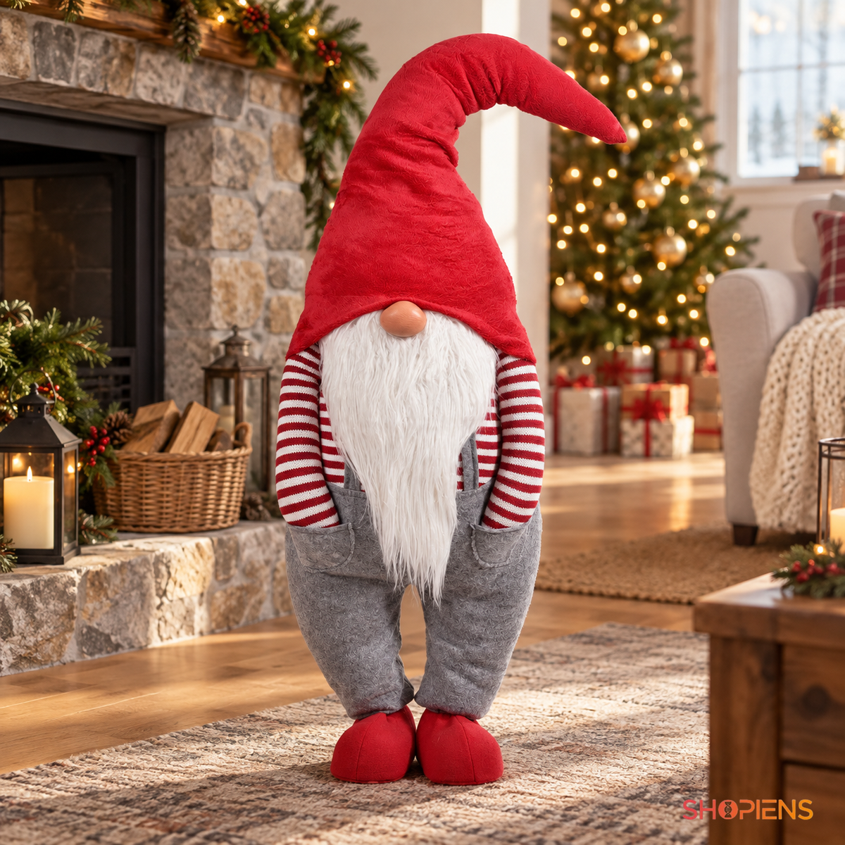 Gnom cu pantaloni gri cu bretele, 115 cm