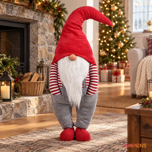 Gnom cu pantaloni gri cu bretele, 115 cm