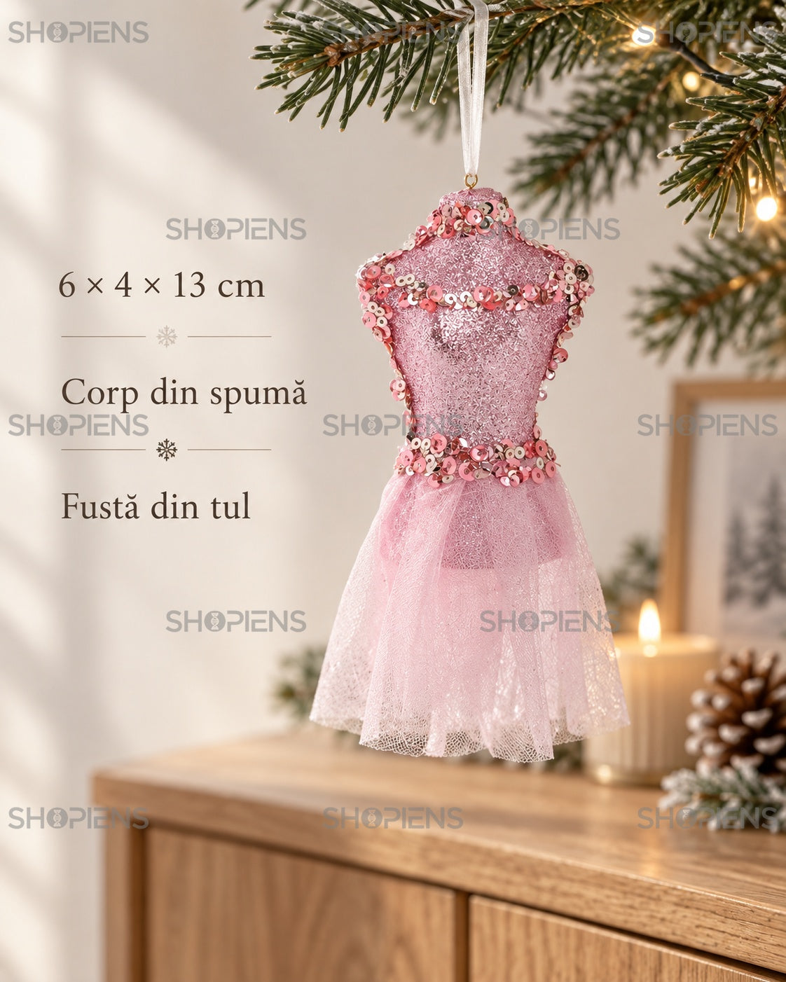 Manechin roz pentru brad – dimensiuni și material – Shopiens