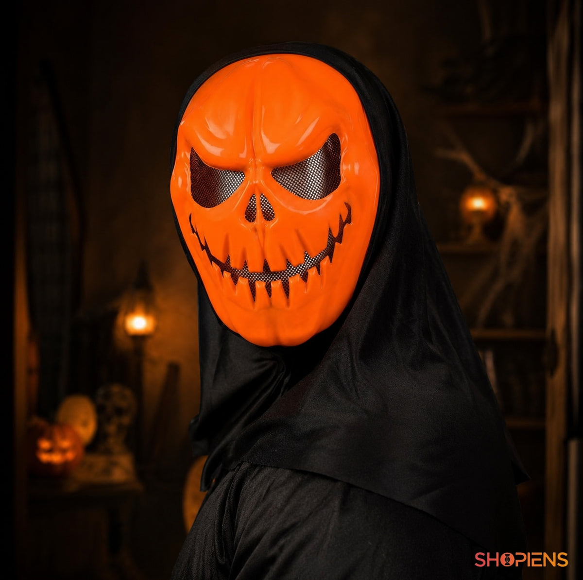 Mască Dovleac Halloween Cu Glugă Neagră - Shopiens