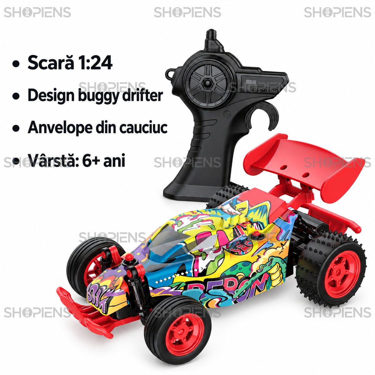 Mașină buggy drifter multicoloră cu telecomandă, 1:24 | Shopiens