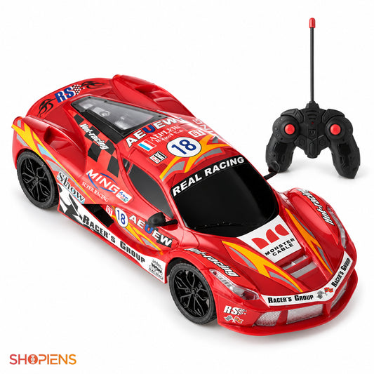 Mașină de curse roșie cu telecomandă și lumini, 1:16 | Shopiens
