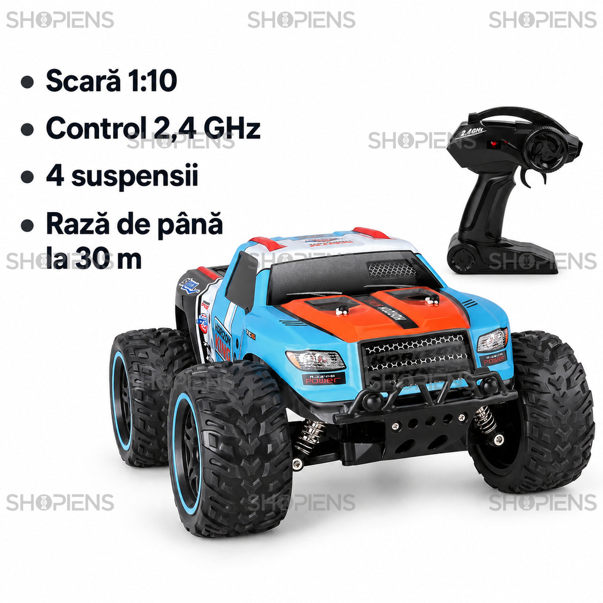 Mașină off-road albastră cu telecomandă și suspensii, 1:10 | Shopiens
