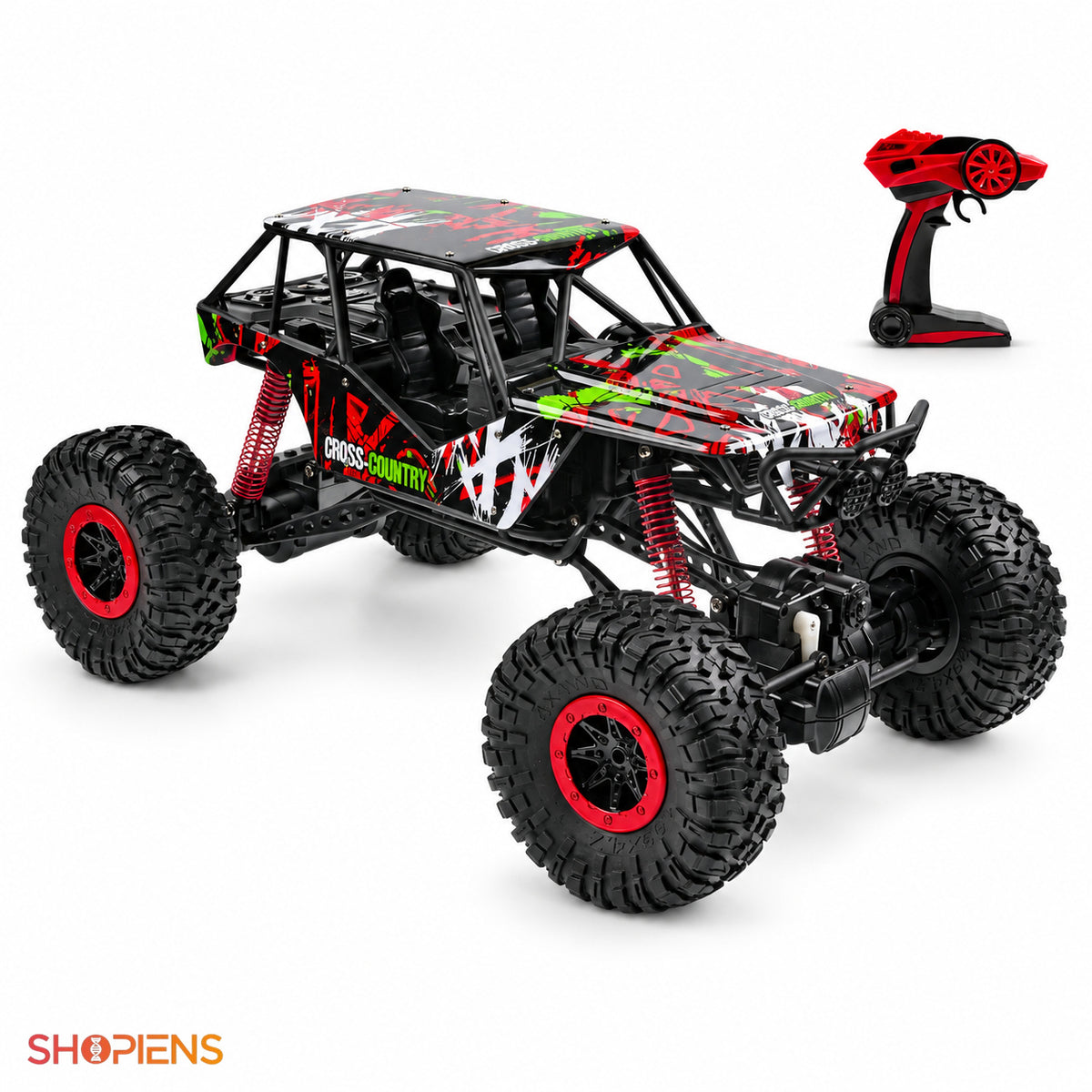 Mașină Rock Crawler neagră și roșie cu telecomandă, 1:10 | Shopiens