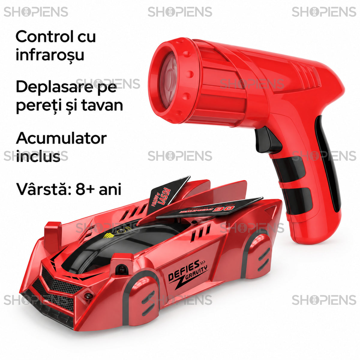Mașină roșie Anti Gravity cu telecomandă | Shopiens