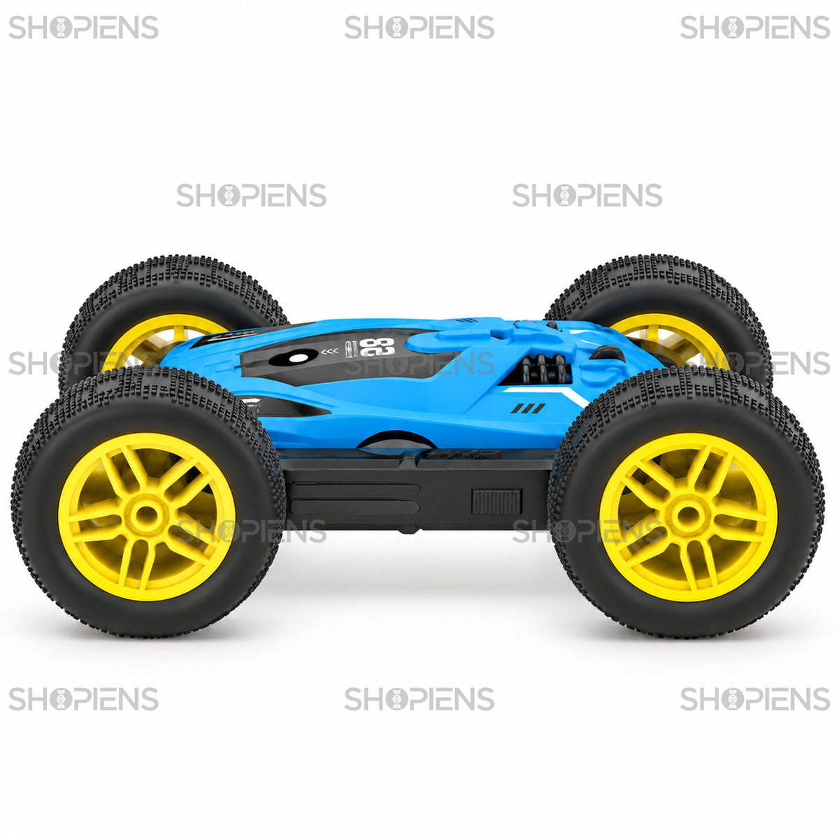Mașină stunt albastră cu 4 roți și telecomandă | Shopiens