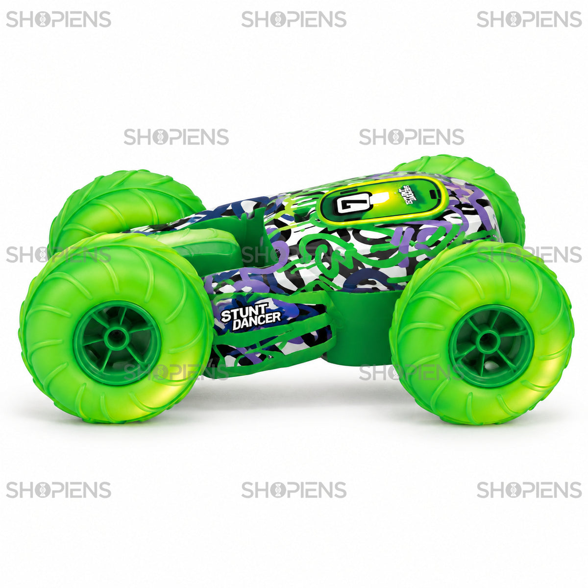 Mașină stunt verde cu lumini și telecomandă | Shopiens
