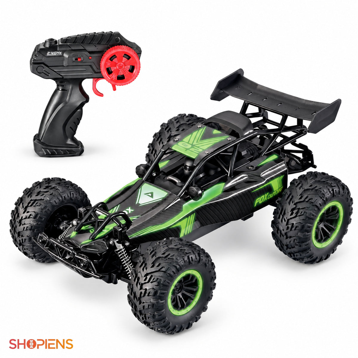 Mașină Vanguard neagră și verde cu telecomandă, 1:10 | Shopiens