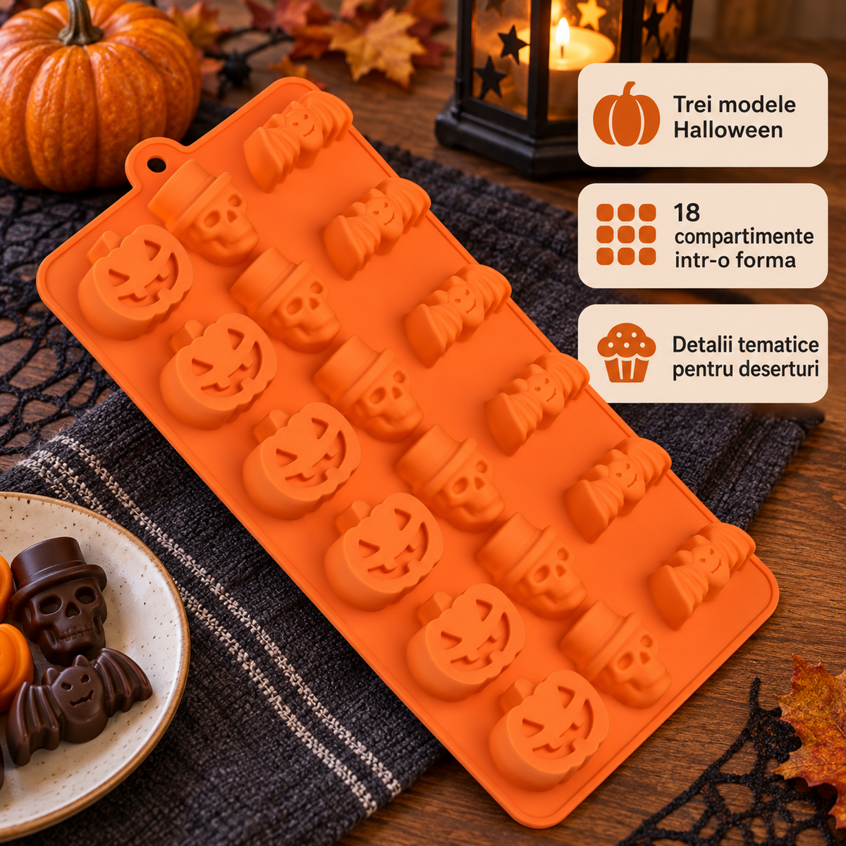 Matrita Halloween Din Silicon Cu 18 Compartimente - avantaje - Shopiens