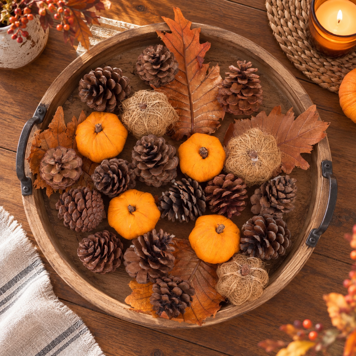 Mix Decorativ De Toamna Cu Dovleci Si Conuri De Pin - in folosinta 1 - Shopiens
