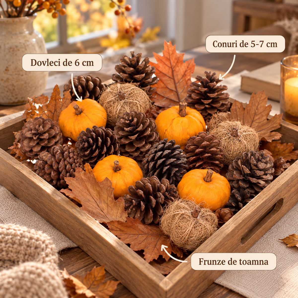 Mix Decorativ De Toamna Cu Dovleci Si Conuri De Pin - specificatii - Shopiens