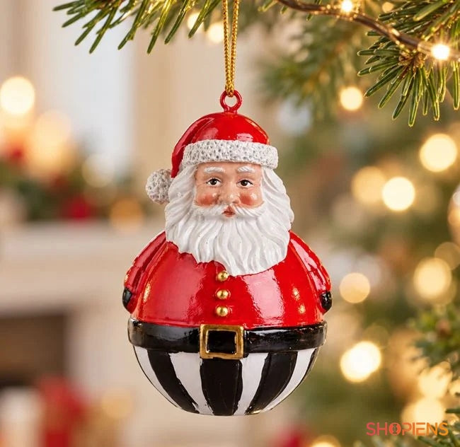 Moș Crăciun rotund în costum roșu, 11 cm, în brad, decor neinclus | Shopiens®