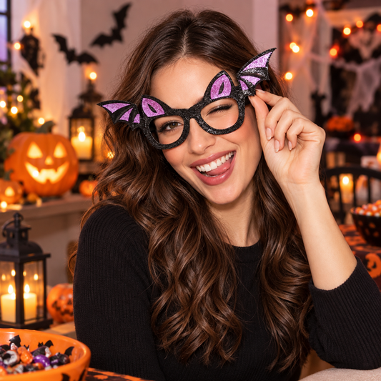 Ochelari Liliac Cu Urechi Si Glitter Mov-Negru - in folosinta 2 - Shopiens