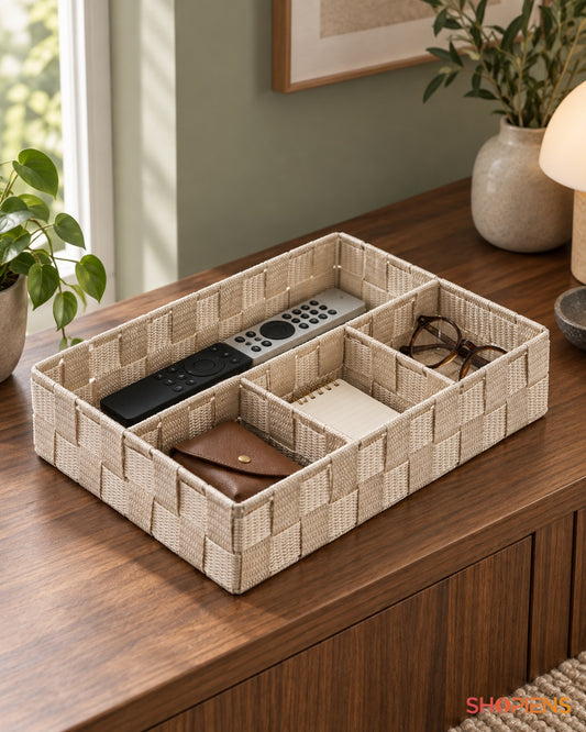 Organizator Bej pentru Sertar cu 4 Compartimente