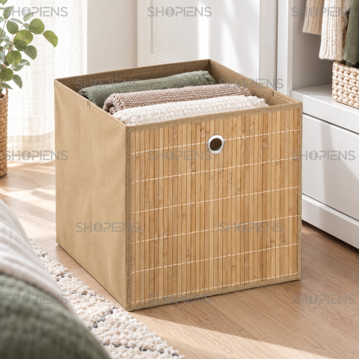 Organizator cubic din bambus, 31 cm
