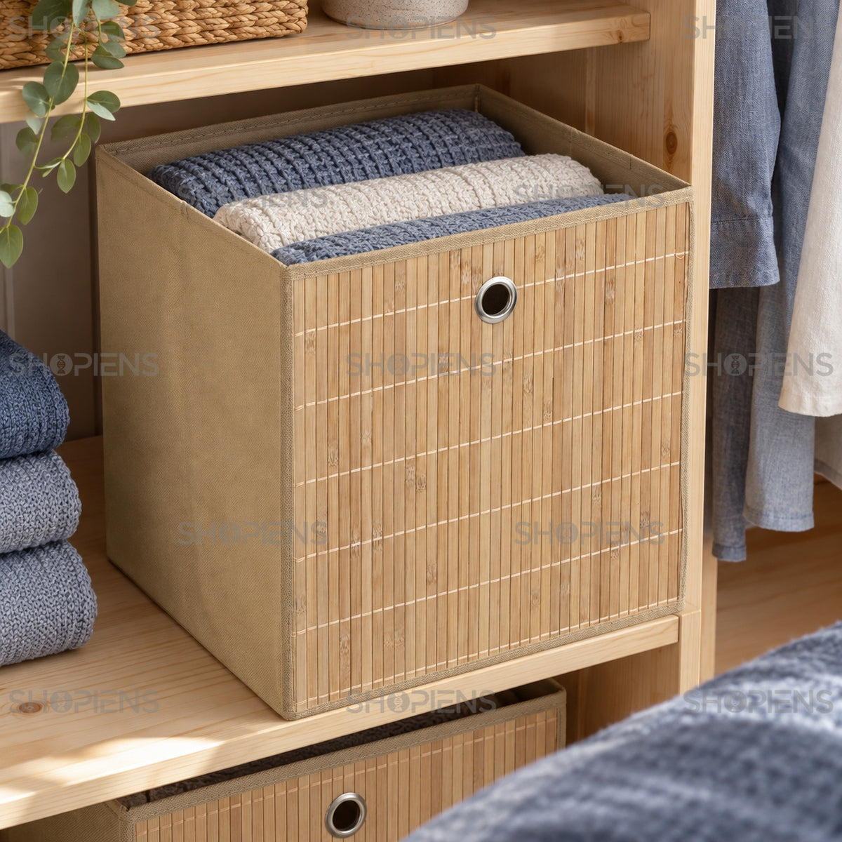 Organizator cubic din bambus, 31 cm