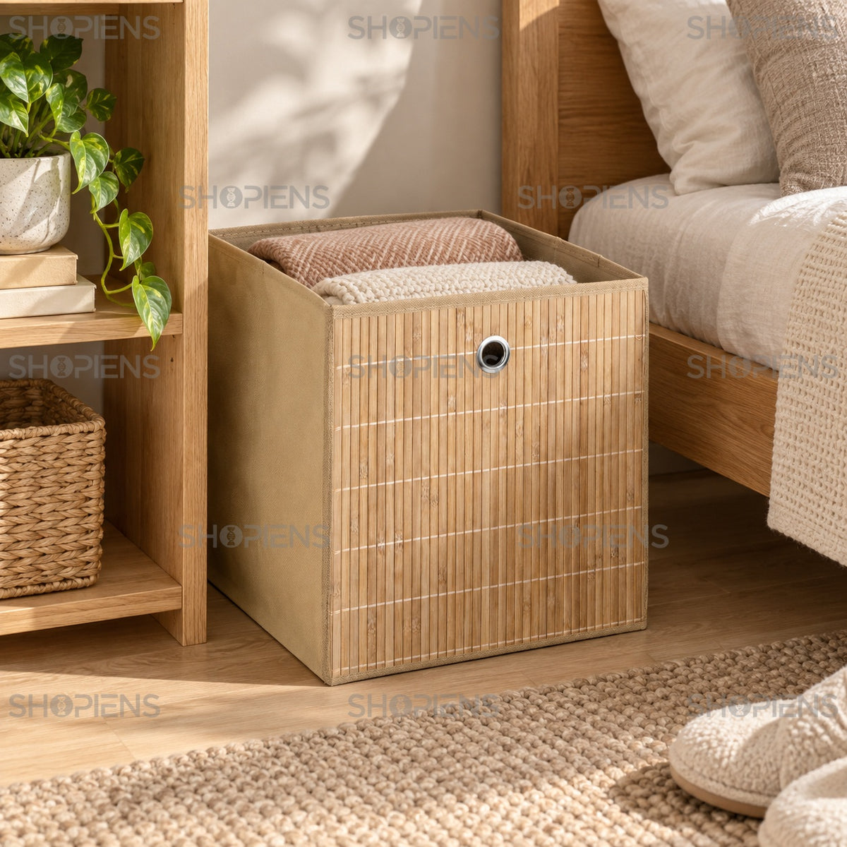 Organizator cubic din bambus, 31 cm