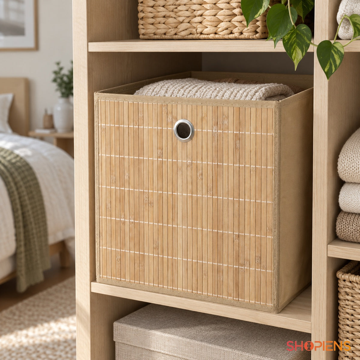 Organizator cubic din bambus, 31 cm
