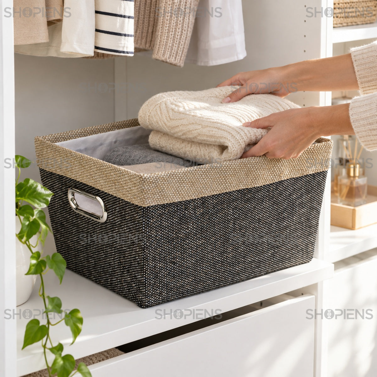 Organizator gri cu mânere metalice, 36 cm