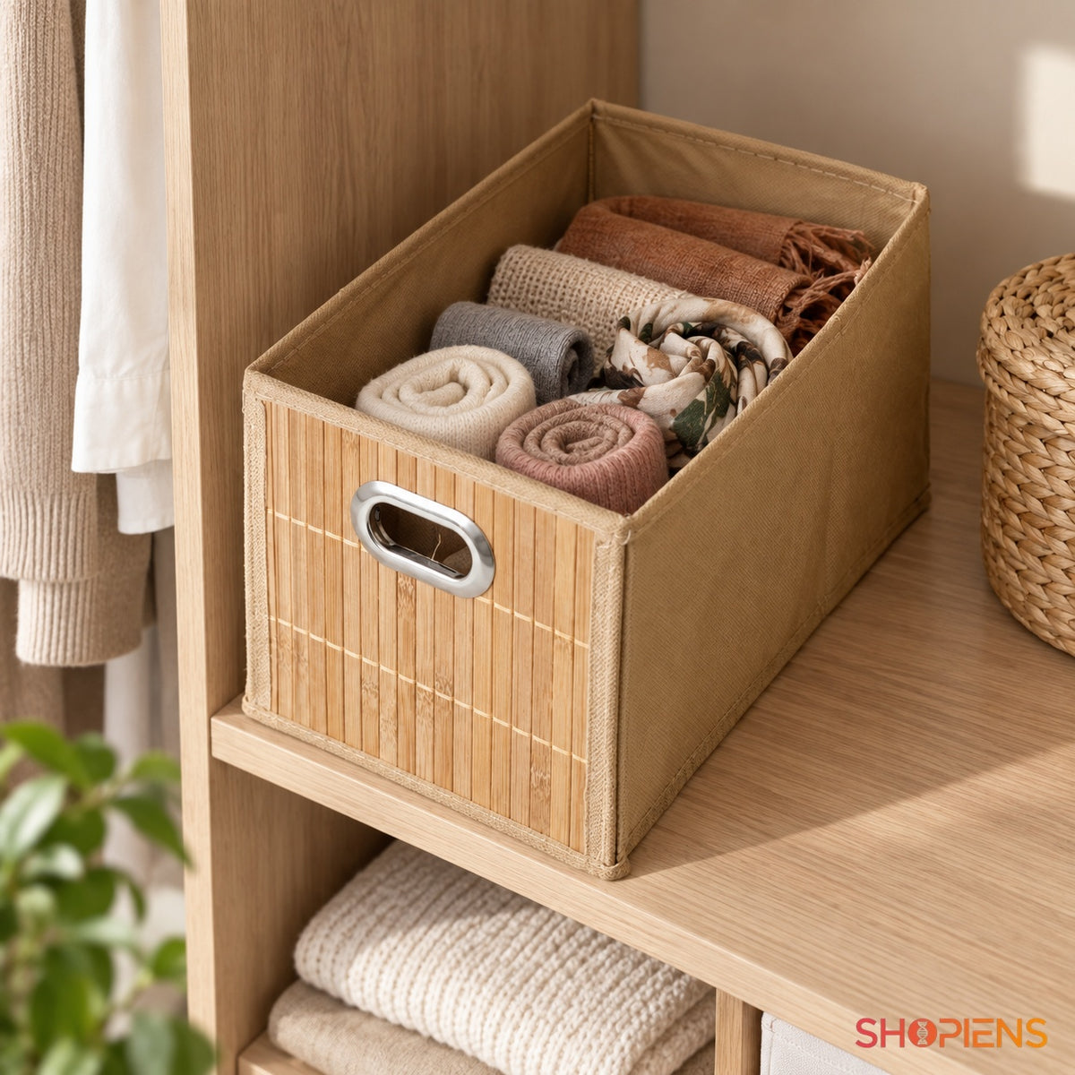 Organizator îngust din bambus, 31 cm