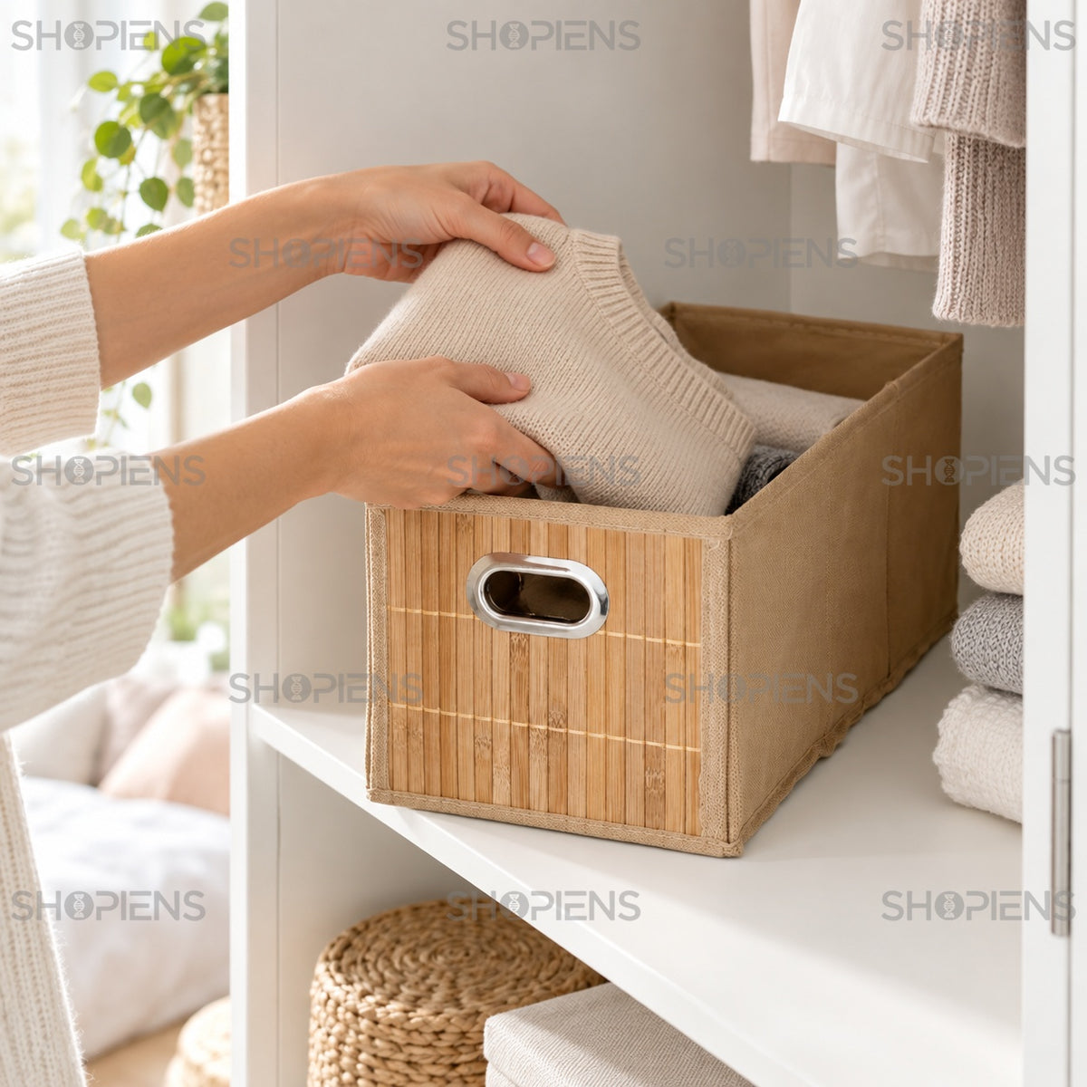 Organizator îngust din bambus, 31 cm