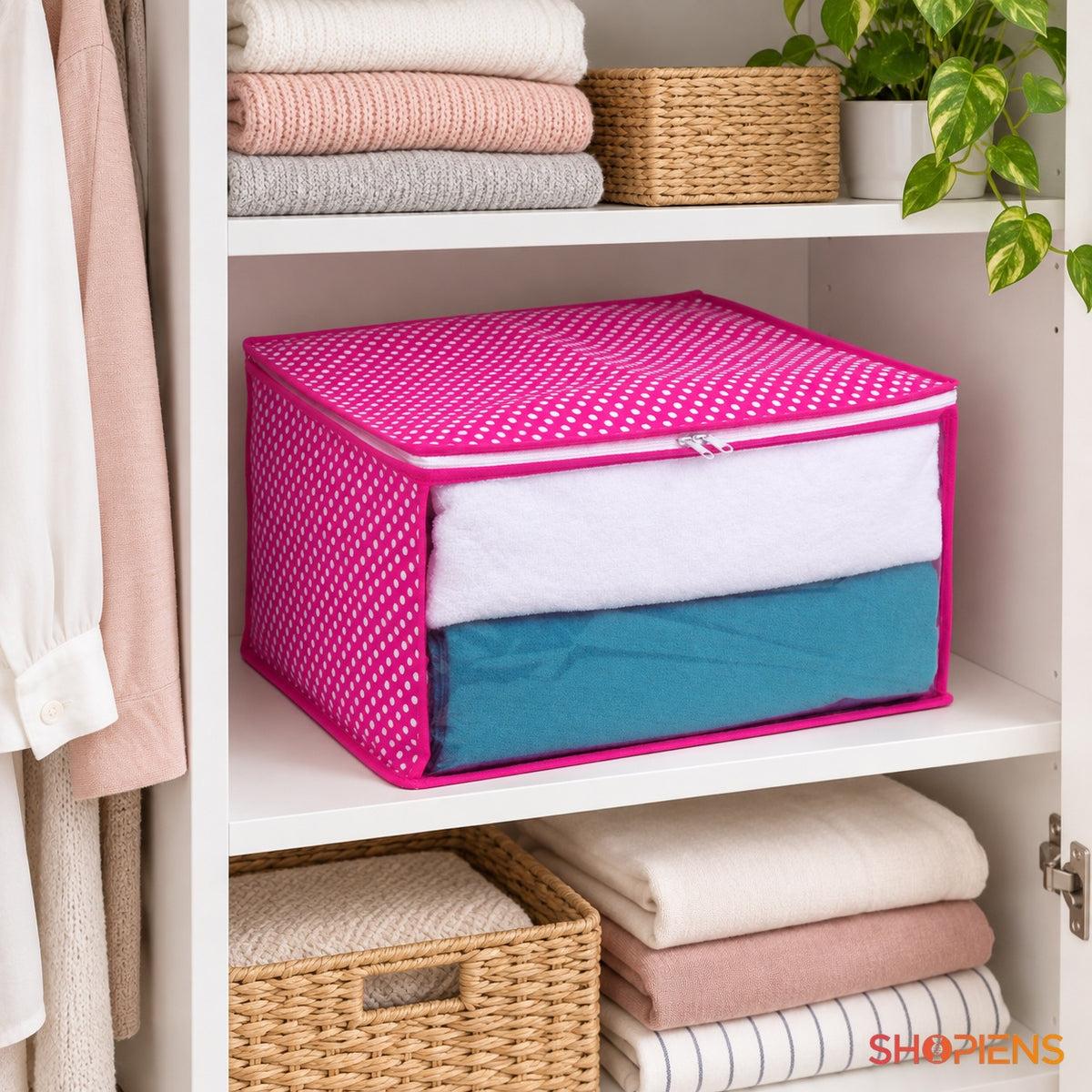 Organizator roz cu fereastră și buline, 35 cm