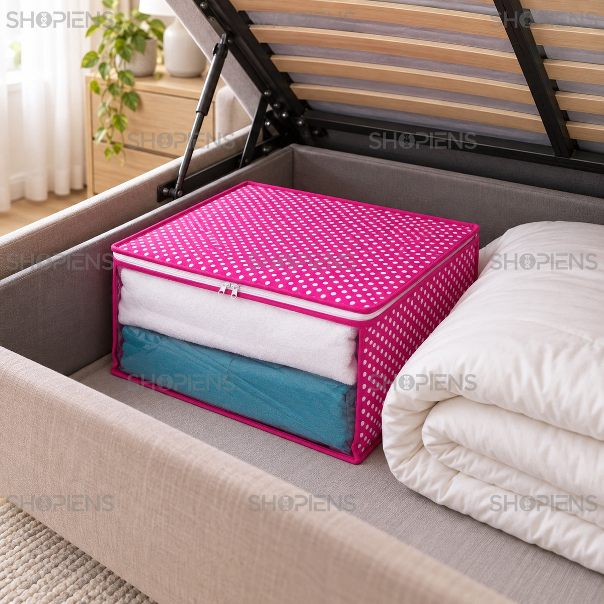 Organizator roz cu fereastră și buline, 35 cm