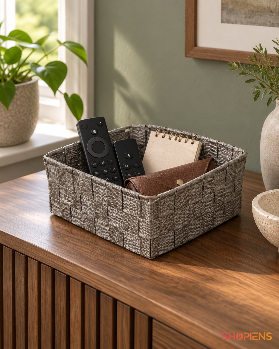 Organizator Taupe cu Model Împletit, 24 × 24 cm