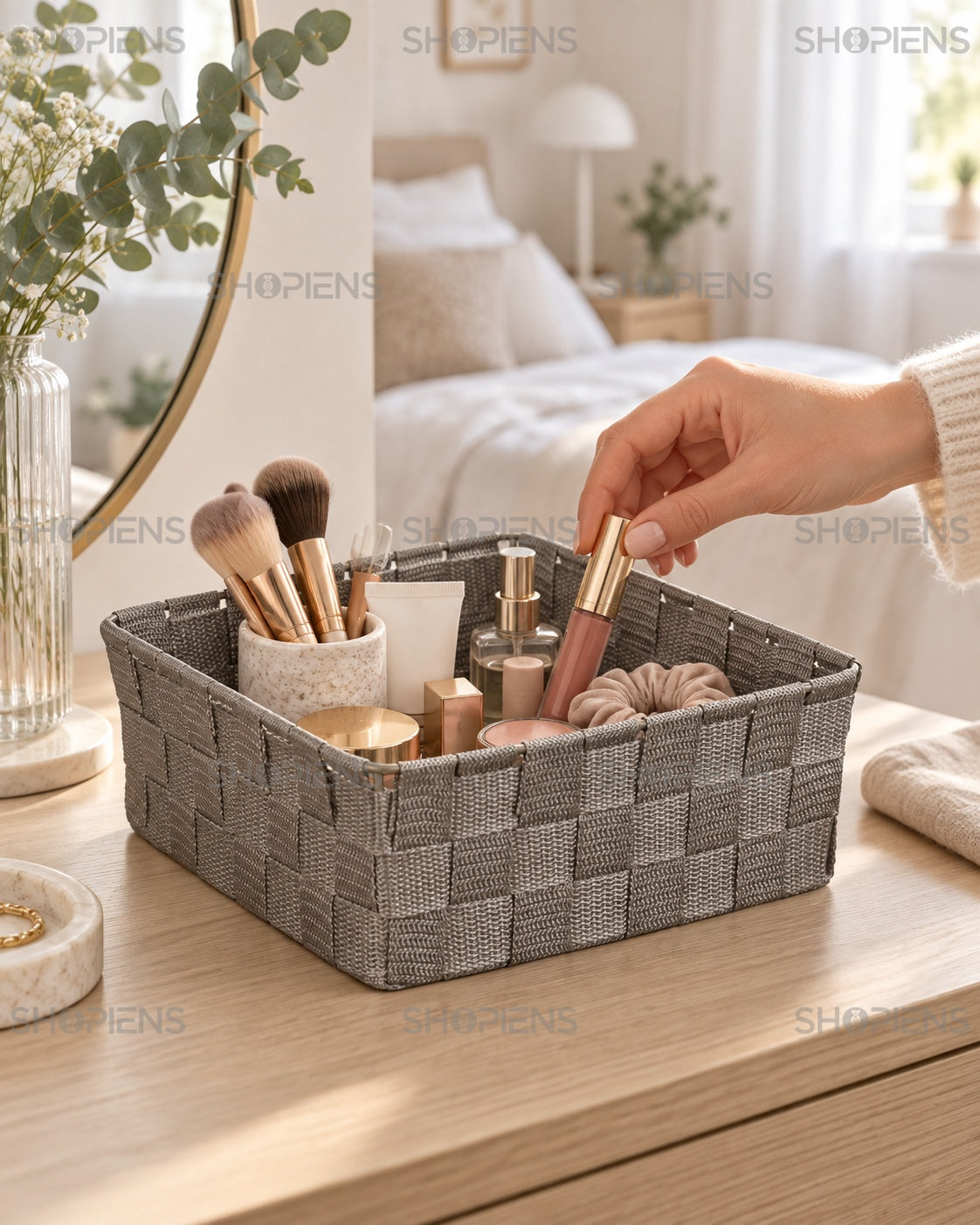 Organizator Taupe cu Model Împletit, 24 × 24 cm