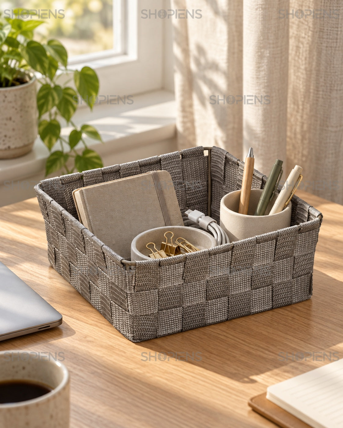 Organizator Taupe cu Model Împletit, 24 × 24 cm