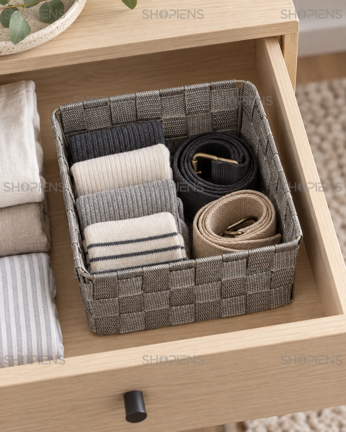 Organizator Taupe cu Model Împletit, 24 × 24 cm